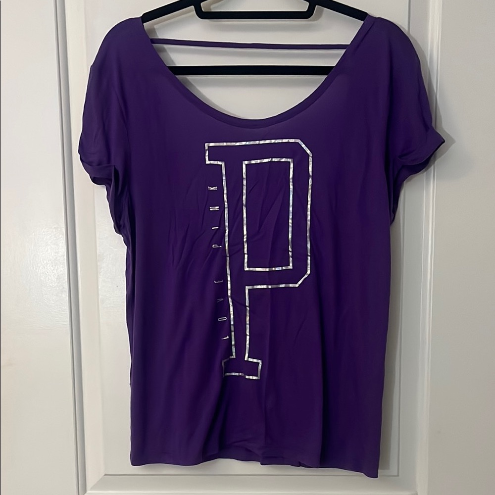 PINK Victoria's Secret Purple Relaxed Embellished Tee